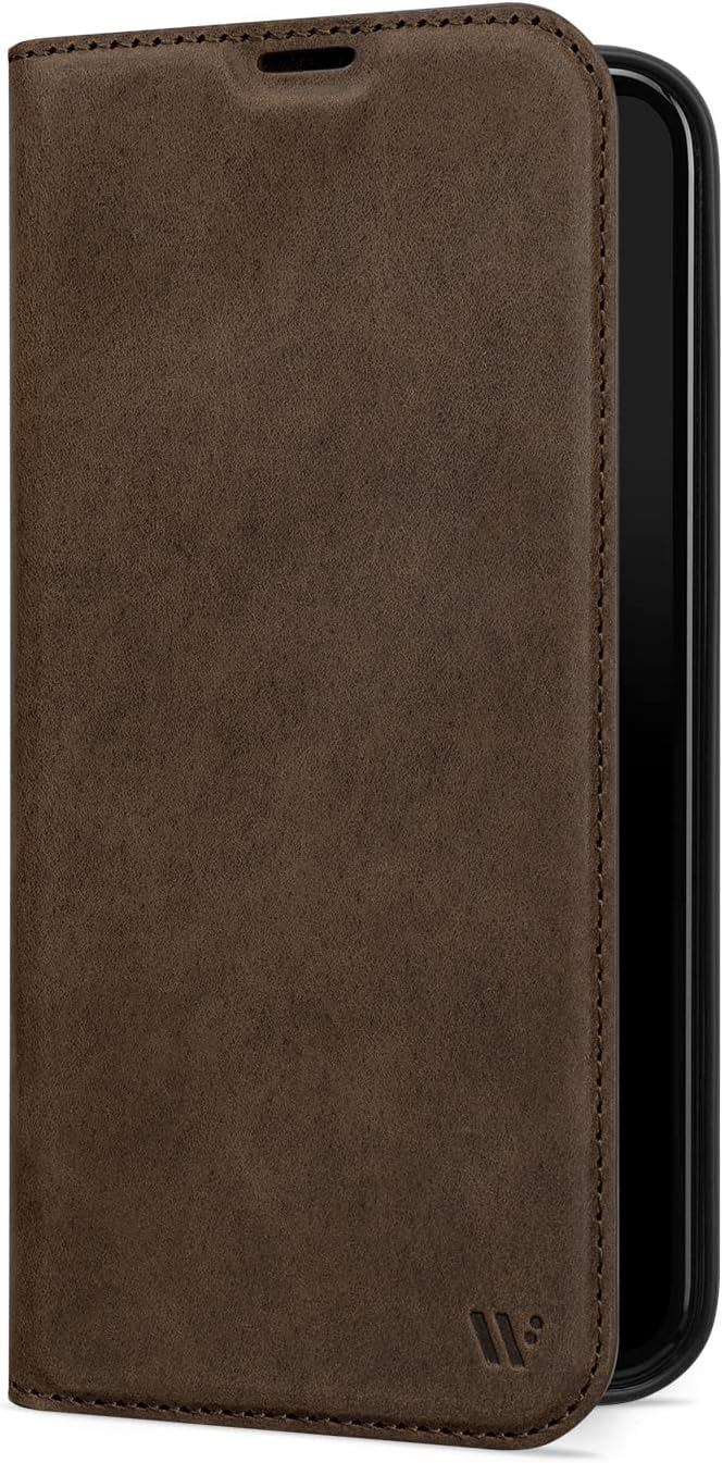 WIIUKA Hülle für iPhone 14 Pro Max, Leder aus Deutschland, mit Kartenfach, extra Dünn, Handyhülle mi