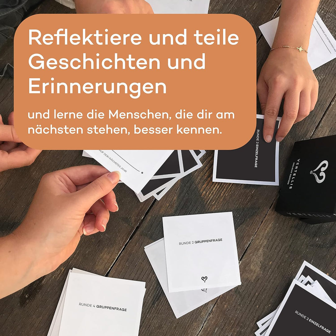 Vertellis Feiertage Edition - 46 Sinnvolle Fragen für Verbindende GespräChe - Bewusste Offline-Zeit