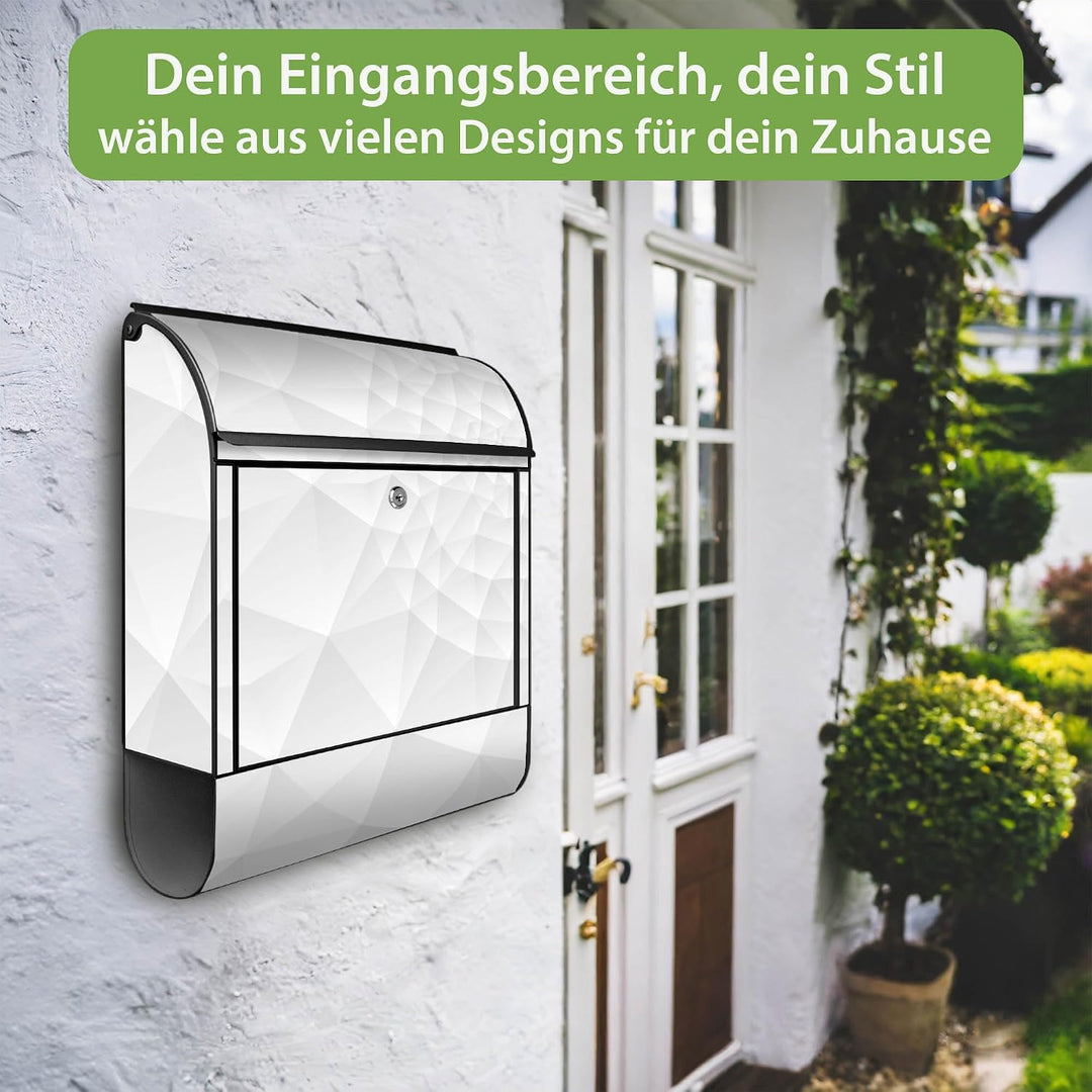 banjado Design Briefkasten 38,5x46,5x13cm & 2 Schlüssel - Briefkasten Stahl Schwarz mit Zeitungsfach