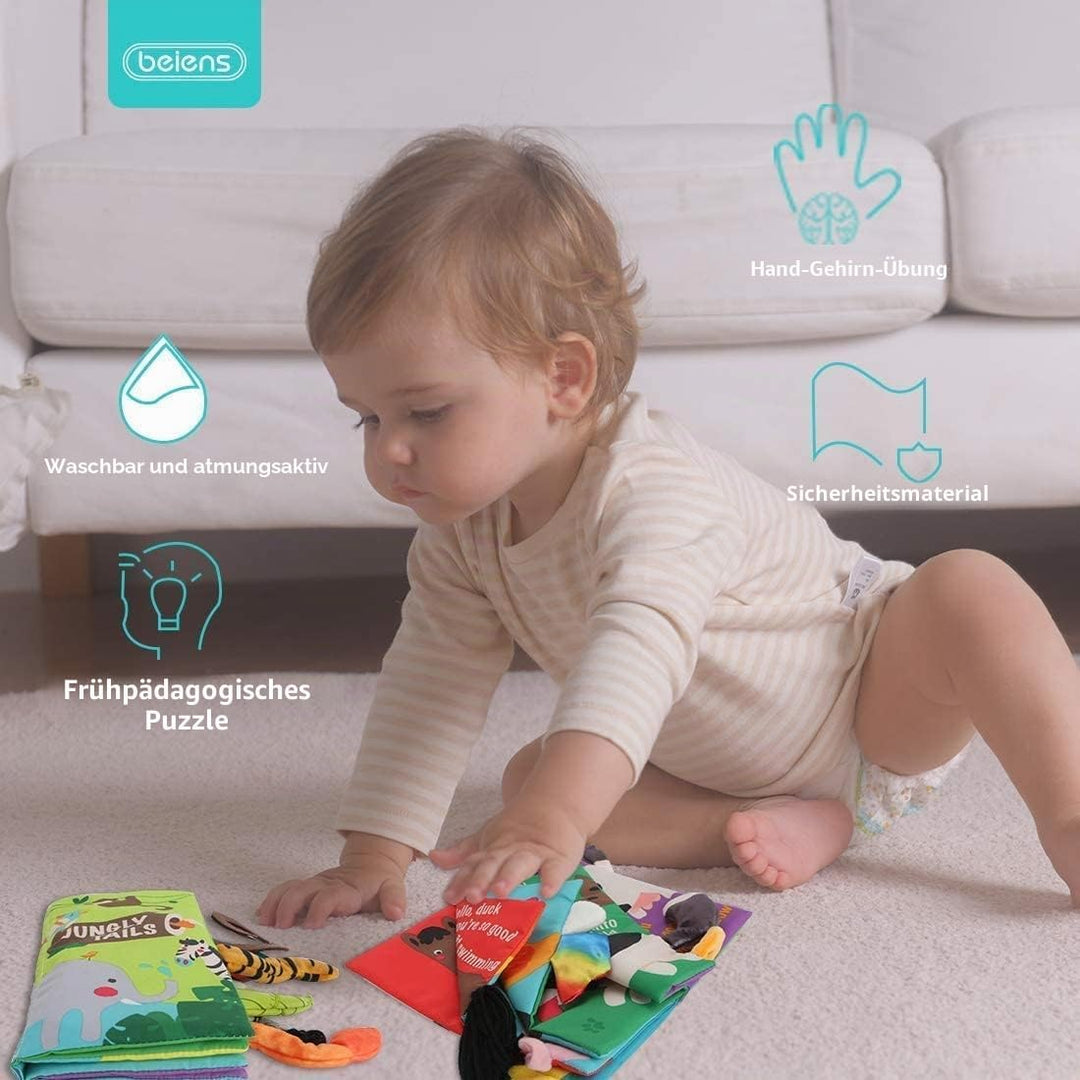 beiens baby spielzeug 0 6 monate,3 Stück quiet book knisterbuch stoffbuch fühlbuch baby buch kinderw