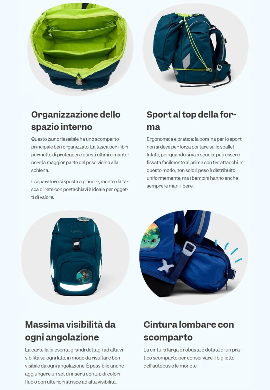 ergobag Prime Ergonomischer Schulrucksack Galassie Bär blau silber