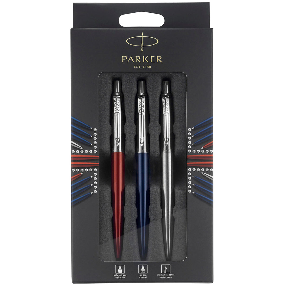 Parker Jotter London Trio Discovery Pack: Kugelschreiber (Royal Blue) | Gelstifte (Red Kensington) &amp;