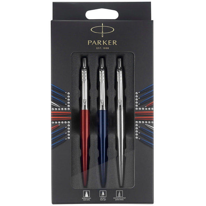 Parker Jotter London Trio Discovery Pack: Kugelschreiber (Royal Blue) | Gelstifte (Red Kensington) &amp;