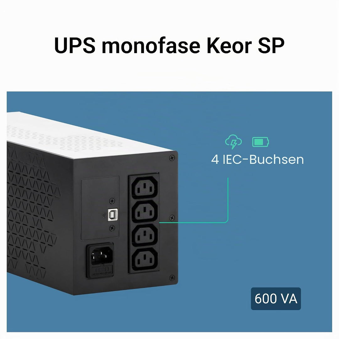 LEGRAND, USV-Anlage Keor SP mit 600 VA/360 W - 4x IEC-Steckdosen - 1x Batterie 12V/7Ah, AVR, LED-Mon