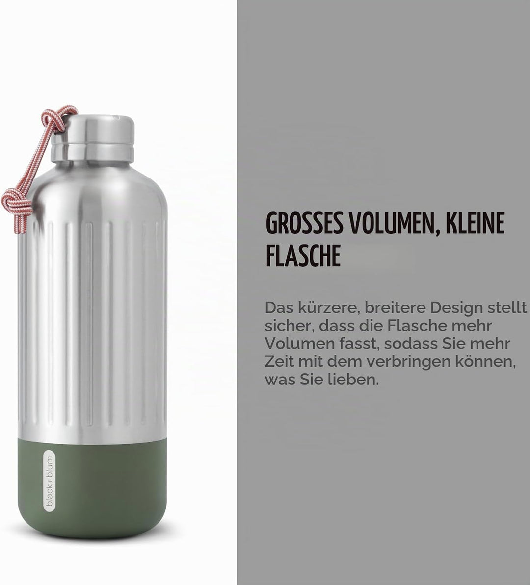 black+blum Explorer Isolierflasche, gross, olive, 850 ml 850 ML Olive, 850 ML Olive