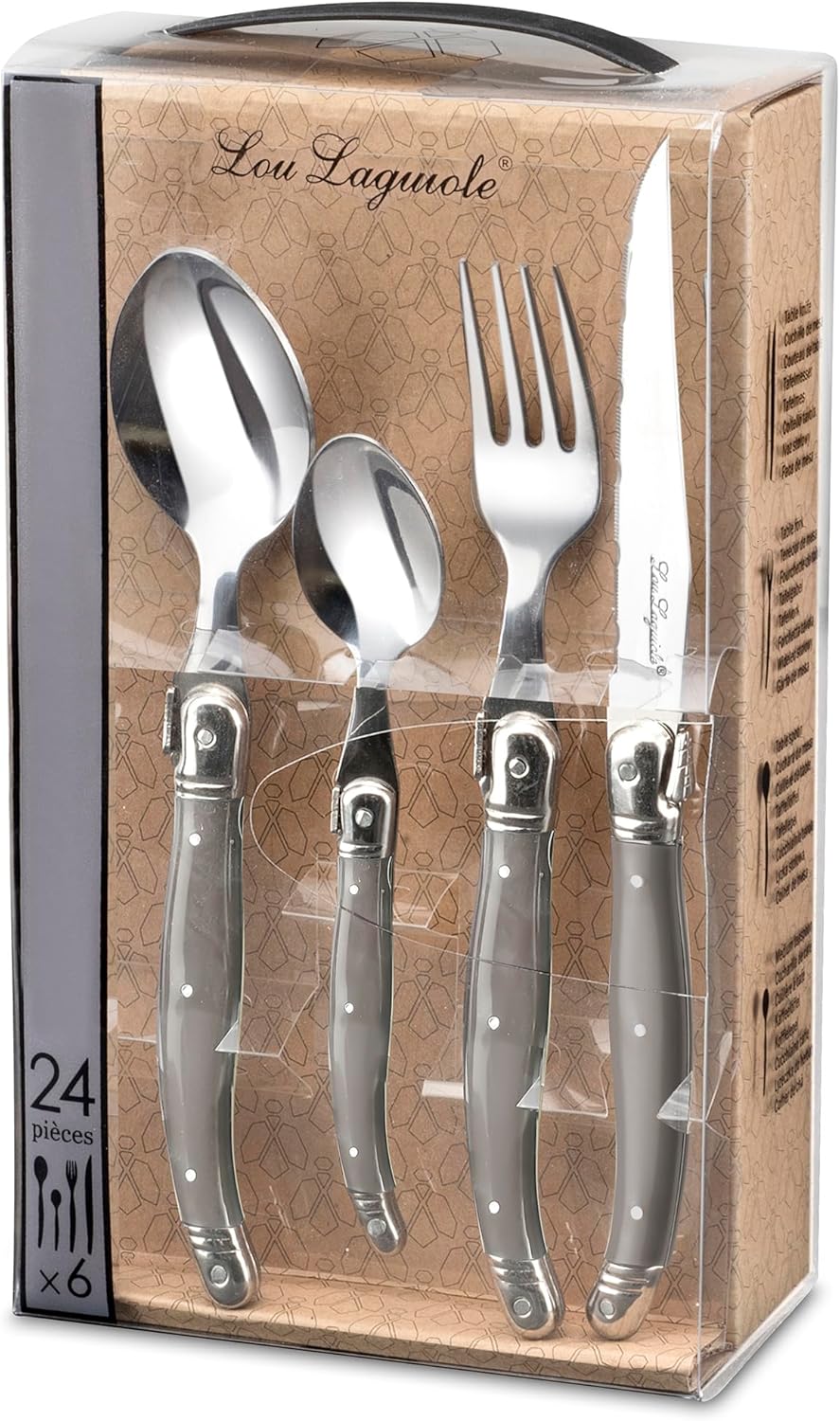 Lou Laguiole Steakbesteck TRADITION, Besteck, Edelstahl mit farbigen Kunststoffgriffen, taupe, für 1