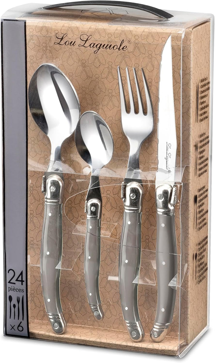 Lou Laguiole Steakbesteck TRADITION, Besteck, Edelstahl mit farbigen Kunststoffgriffen, taupe, für 1