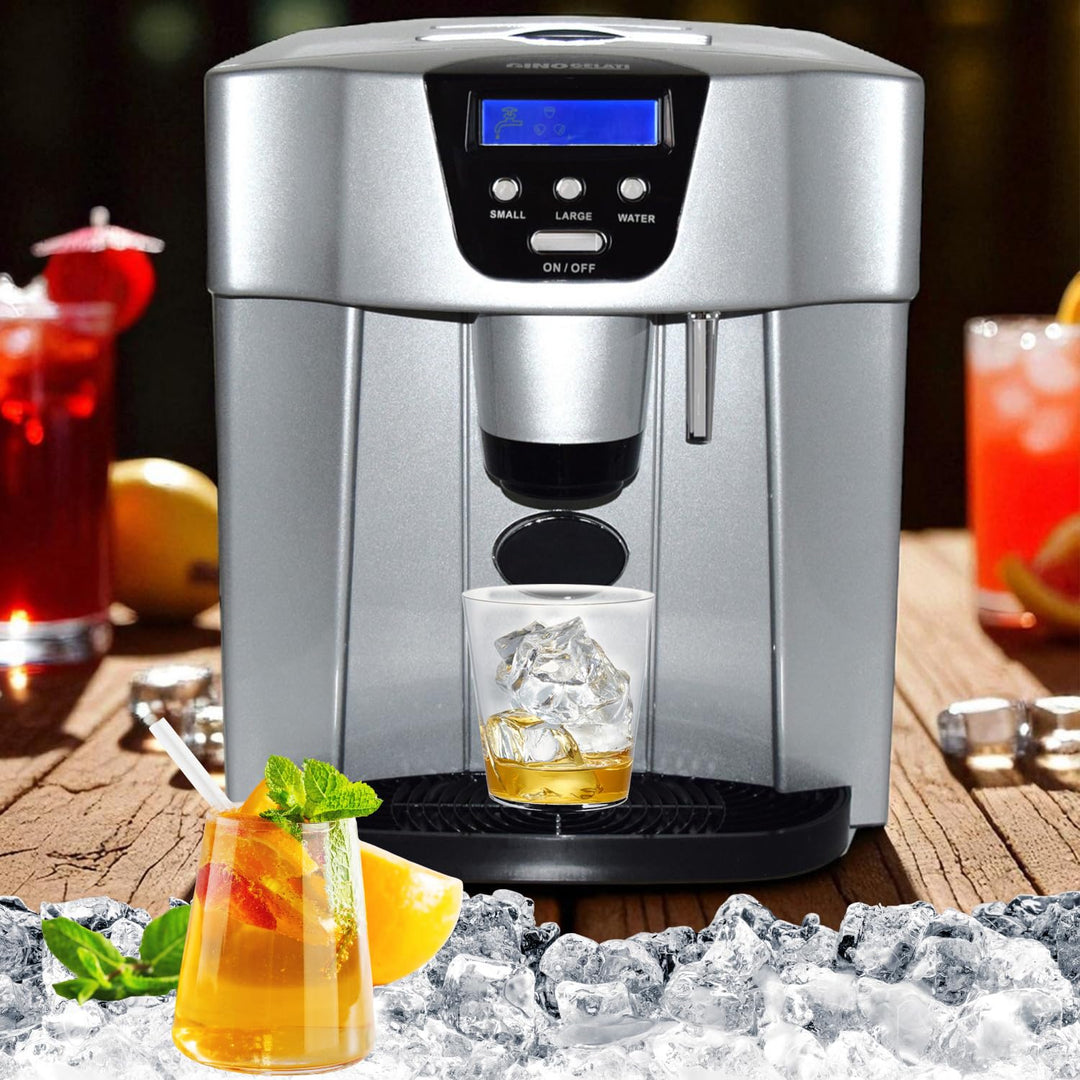 Syntrox Eiswürfelmaschine Gipua (Eiswasserfunktion + Display + Spender), Schneller Eiswürfelprozess,
