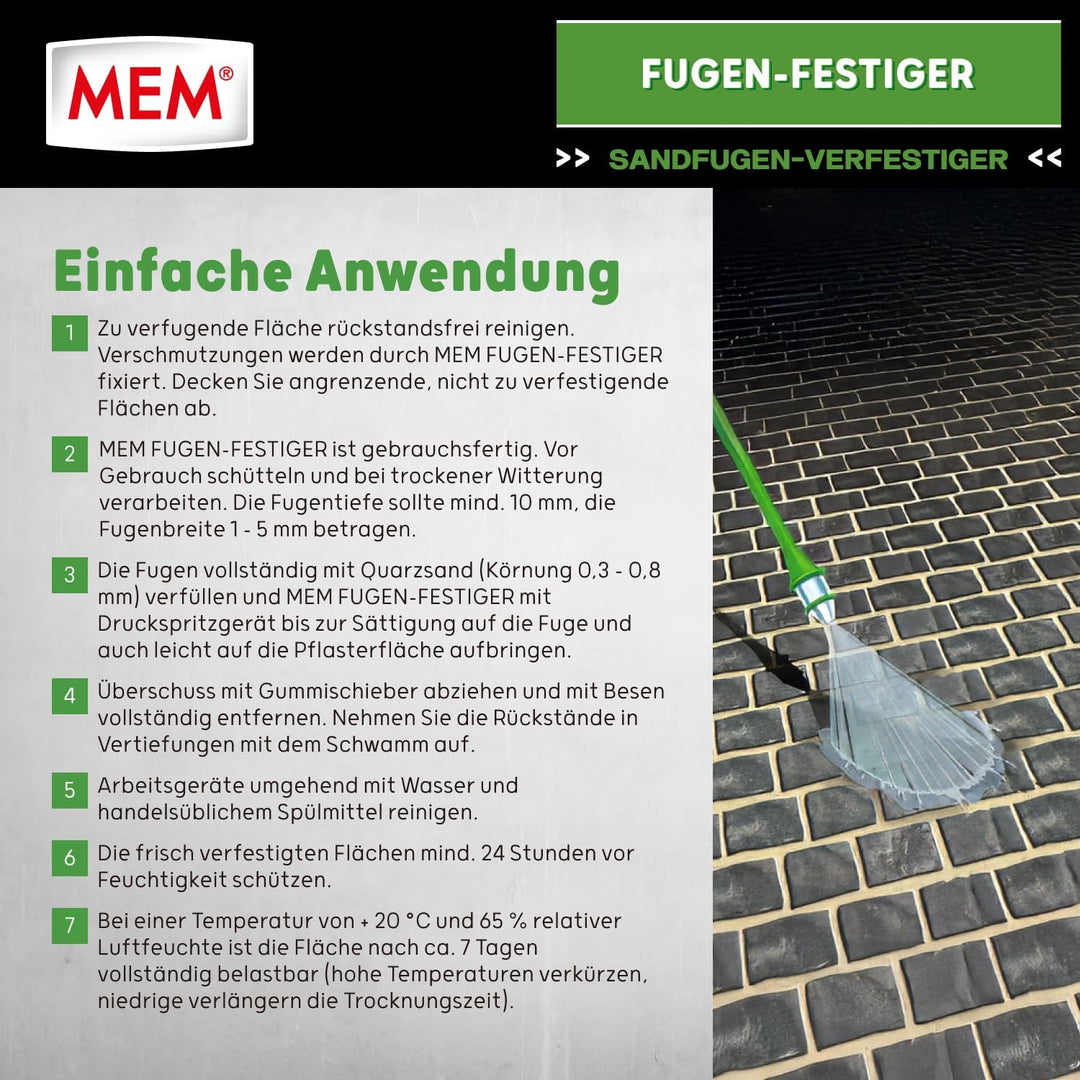 MEM Fugen-Festiger für Sandfugen und zur Sanierung von Fugenrissen, Einfache Anwendung, Gegen Unkrau