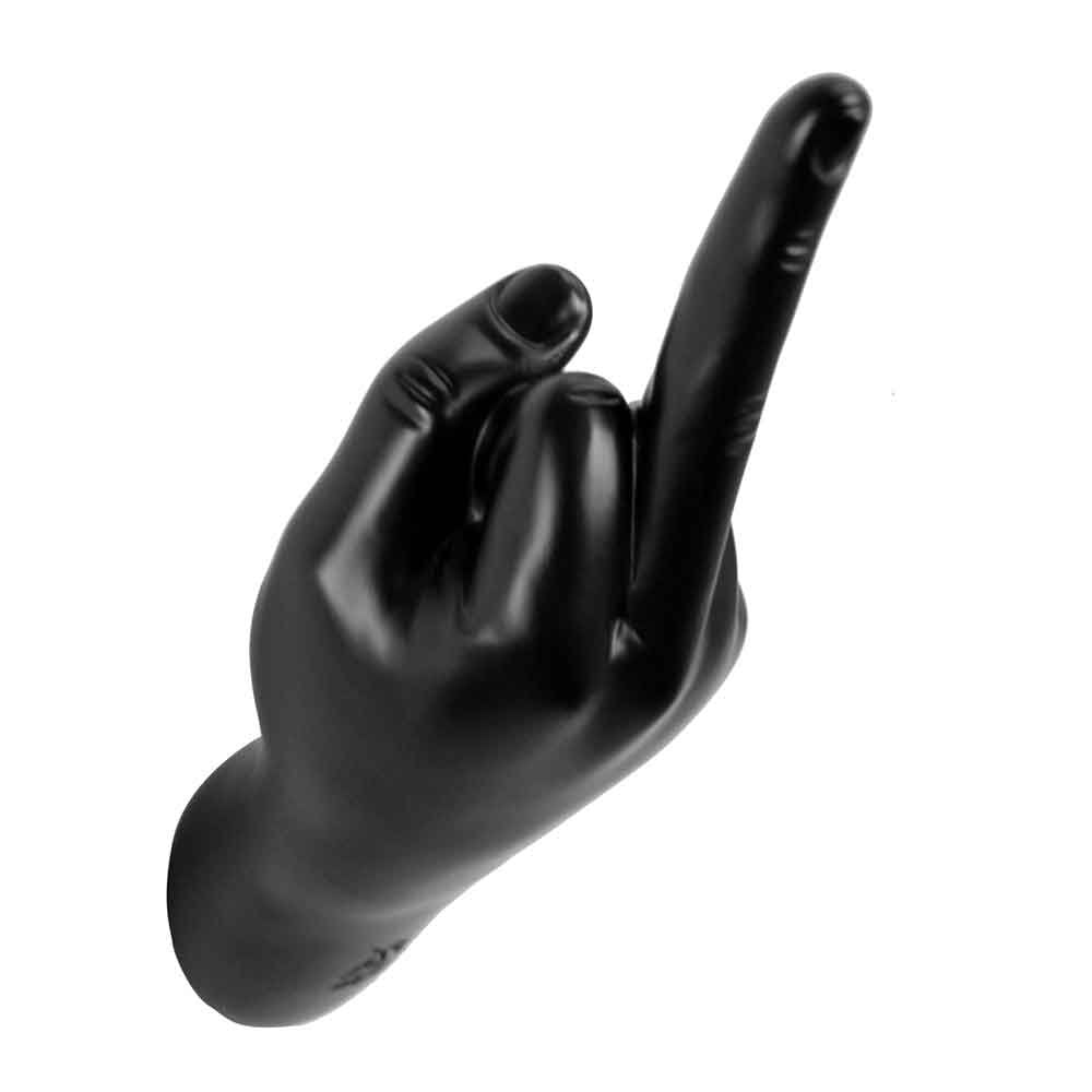 Antartidee M-Finger Wandgarderobe Mittelfinger aus Kunstharz, handdekoriert, Schwarz