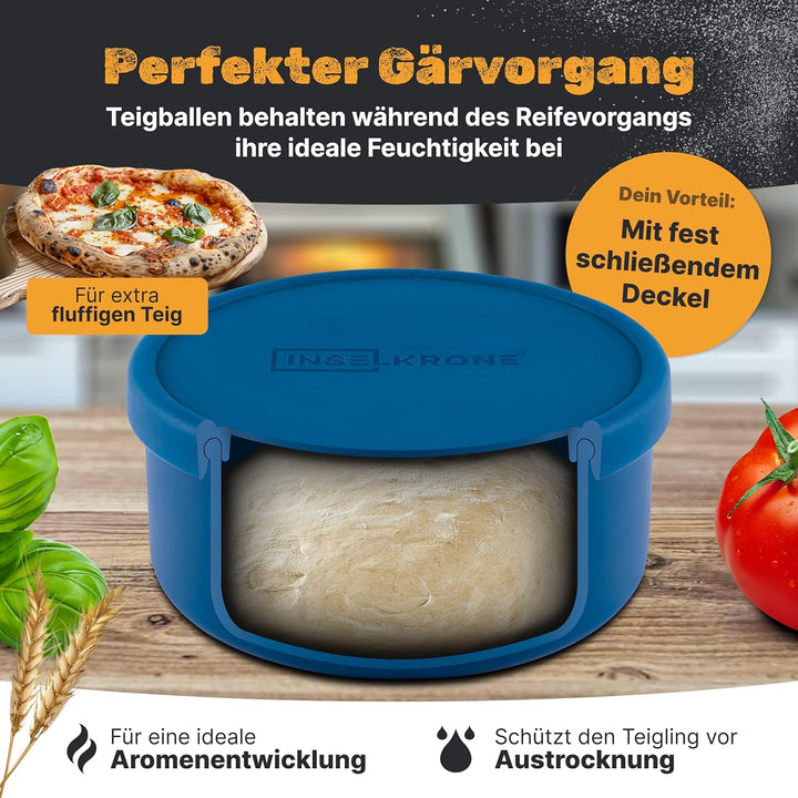 Pizzaballenbox mit Deckel 6er Set - Perfekt als Pizzabox, Gärbox & Teigbox - bis zu 350g Pizzateig B