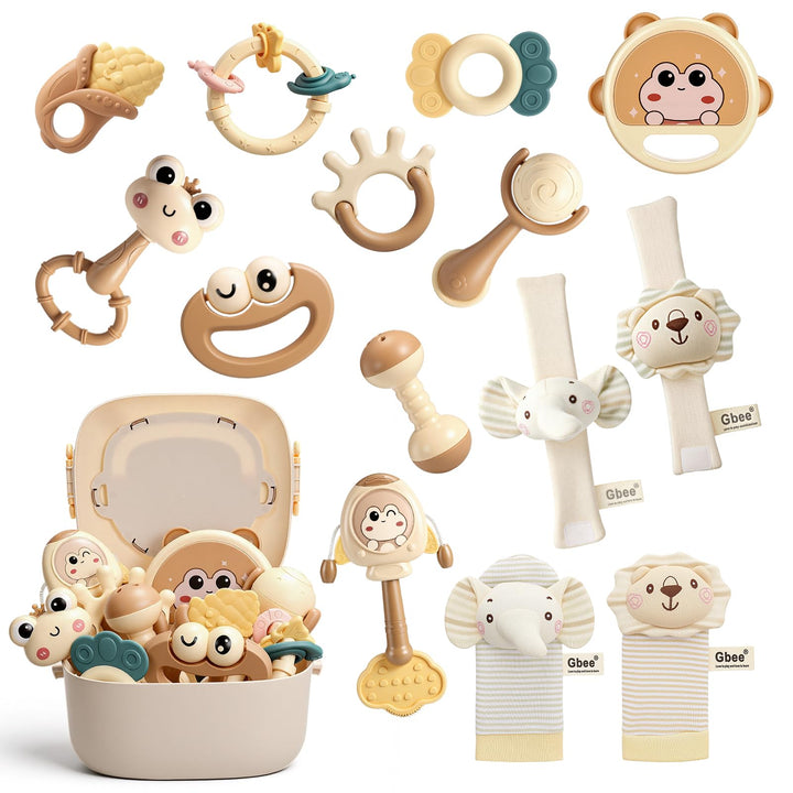 Rasseln Beissring für Babys 0 6 8 12 Monate, Baby Spielzeug ab 6-18 Monate Baby Geschenk Junge Mädch