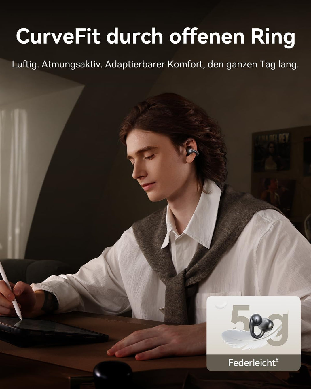 Baseus MC1 Pro Open Ear Kopfhörer, Ohrclip mit Beeindruckender Klang, Adaptiver Bassverstärkung, Blu