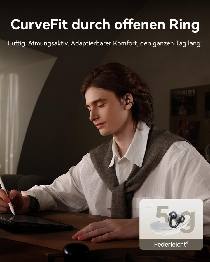 Baseus MC1 Pro Open Ear Kopfhörer, Ohrclip mit Beeindruckender Klang, Adaptiver Bassverstärkung, Blu