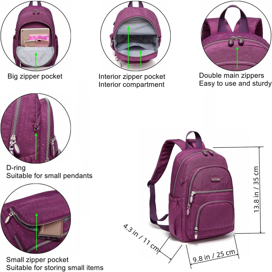 AOTIAN Frauen Rucksack Klassische Leichte Kleine Tagesrucksack Damen Nylon City Pack Jugendliche Läs
