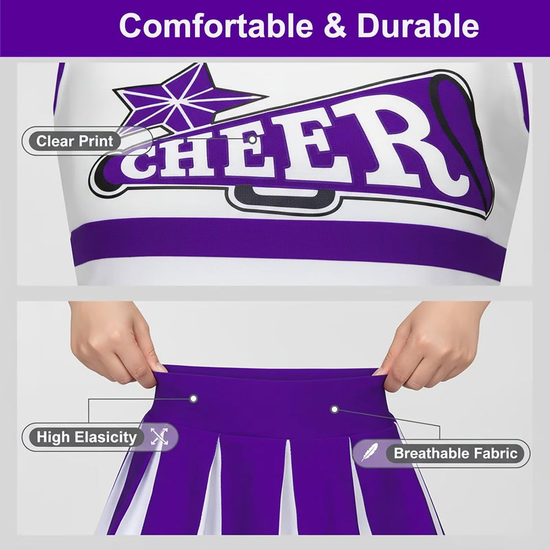 Kostüm Pompom Karneval Mädchen Kostüm Cheerleader Mädchen mit Haarspange Schleife Majorette Stick Po