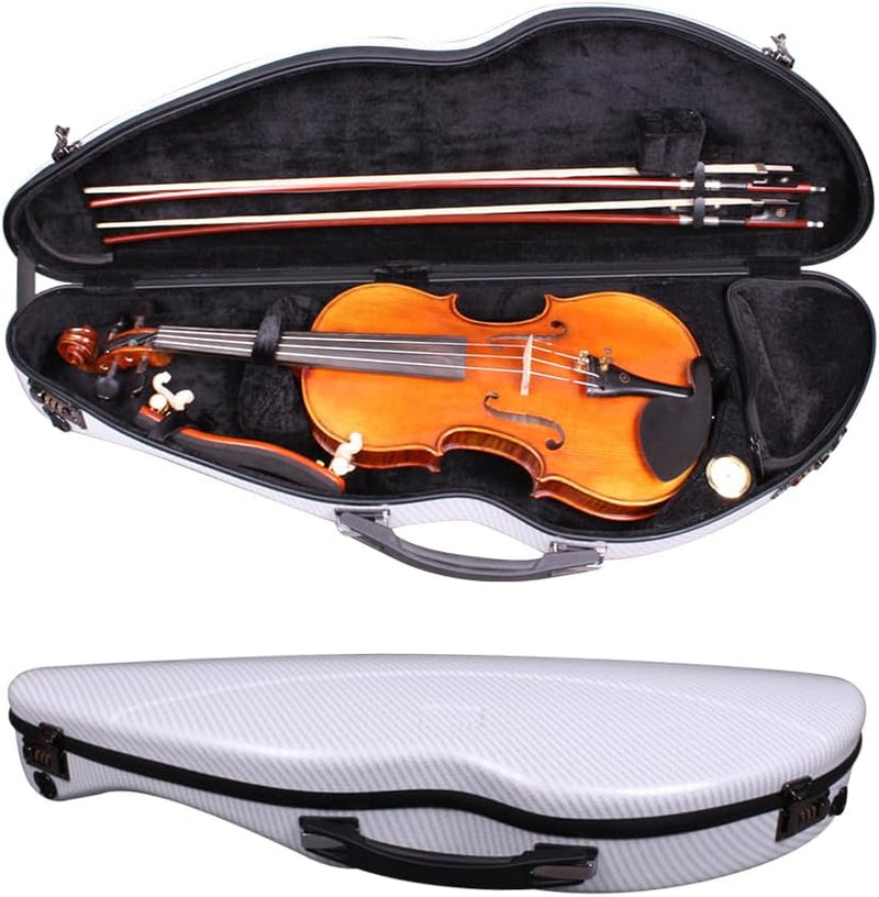 4/4 Violinenkoffer, gemischte Kohlefaser, starkes Licht mit Passwortschloss, Weiss Weiss/Opulenter G