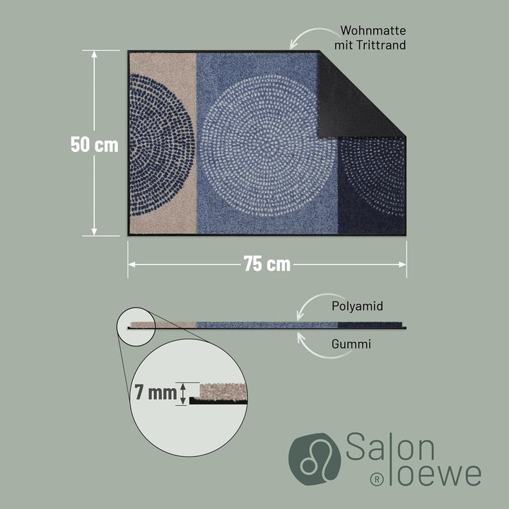 Salonloewe Fussmatte Nestor 50x75 cm - (SLD1574-050X075) H 50 cm | B 75 cm | L 0,7 cm Blau, H 50 cm