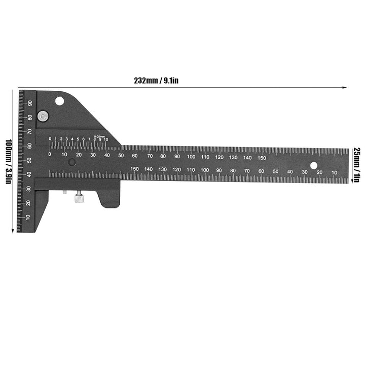 Fafeicy 0~210 mm T-Typ Lineal mit 0,05 mm Genauigkeit, Aluminiumlegierung multifunktionales Holzline