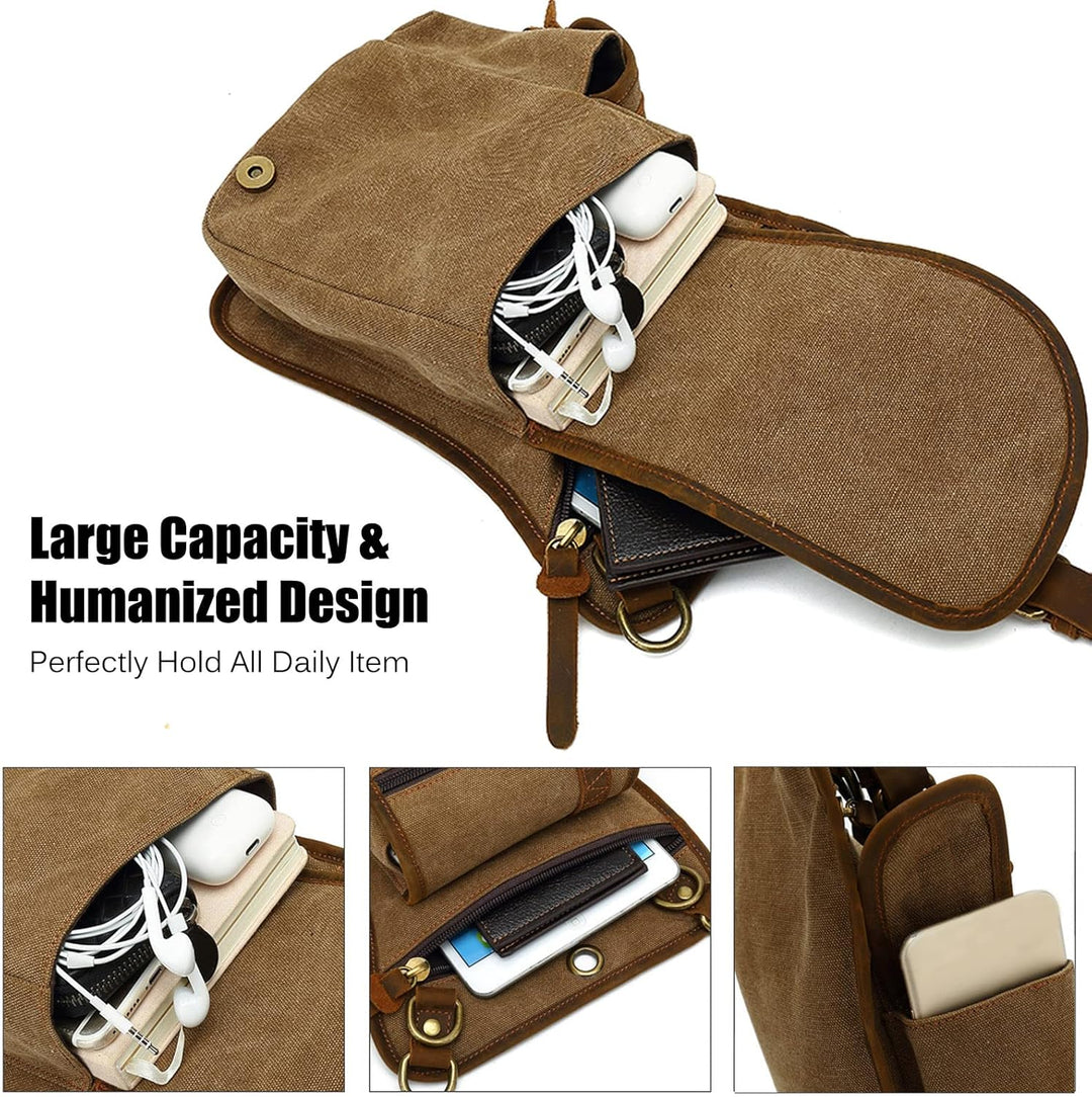 FANDARE Beintasche Herren Hüfttasche Brusttasche Canvas Beinbeutel Sling Bag Damen Sling Bag Schulra