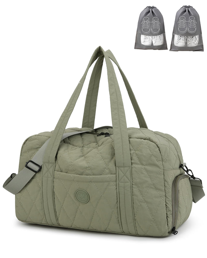 Micmores Sporttasche Damen Leicht, 23L Gesteppte Gym Bag mit Schuhfach &amp; Nassfach, Travel Weekender