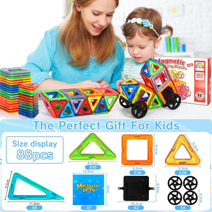 88Pcs Magnetische Bausteine Spielzeug, Magnetisches Bauspielzeug, Puzzle Baustein Spielzeug, Magneti