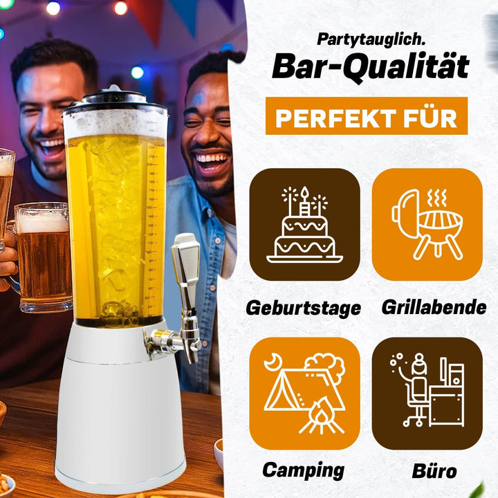 4,0L Biersäule Zapfsäule Kult Biertower Trinksäule Getränkespender Getränkesäule mit 1,3L Eiskühlung
