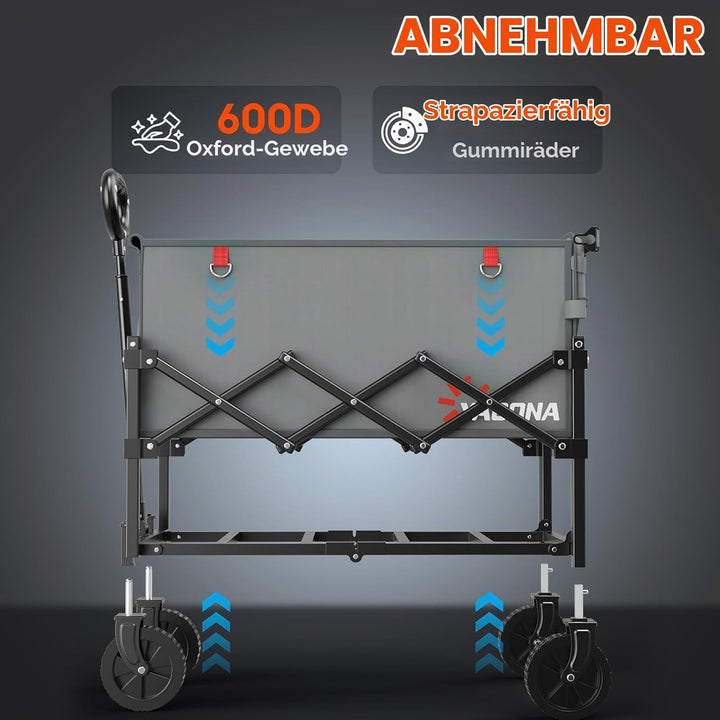 Bollerwagen Faltbar 360lbs Schwerlast, Bollerwagen Mit Rädern Und Heckklappe, Faltbare Handwagen Für