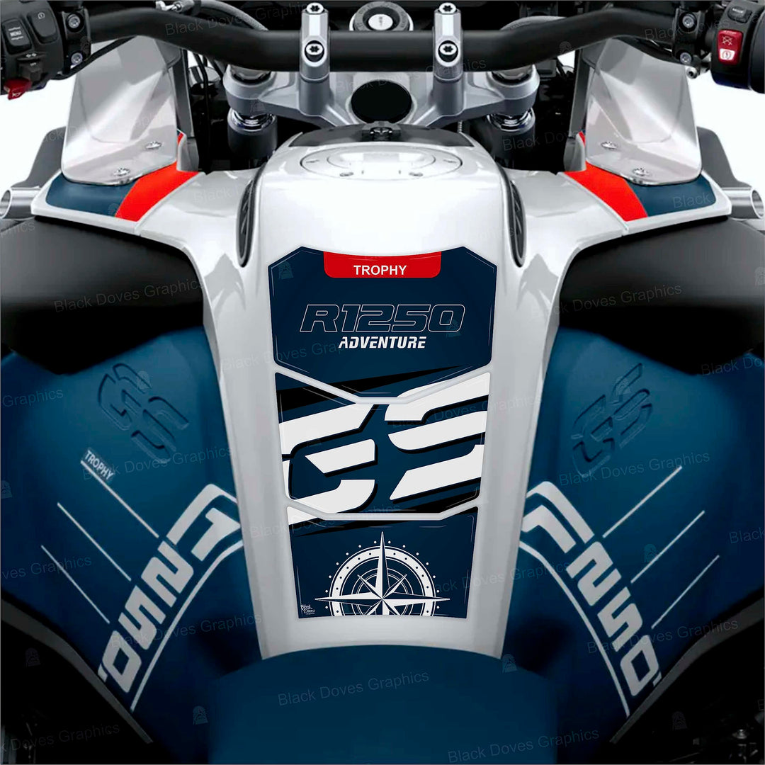 BLACK DOVES GRAPHICS Tankpad 3D kompatibel mit Motorrad R 1250 GS Adventure Trophy ab 2022 bis 2023
