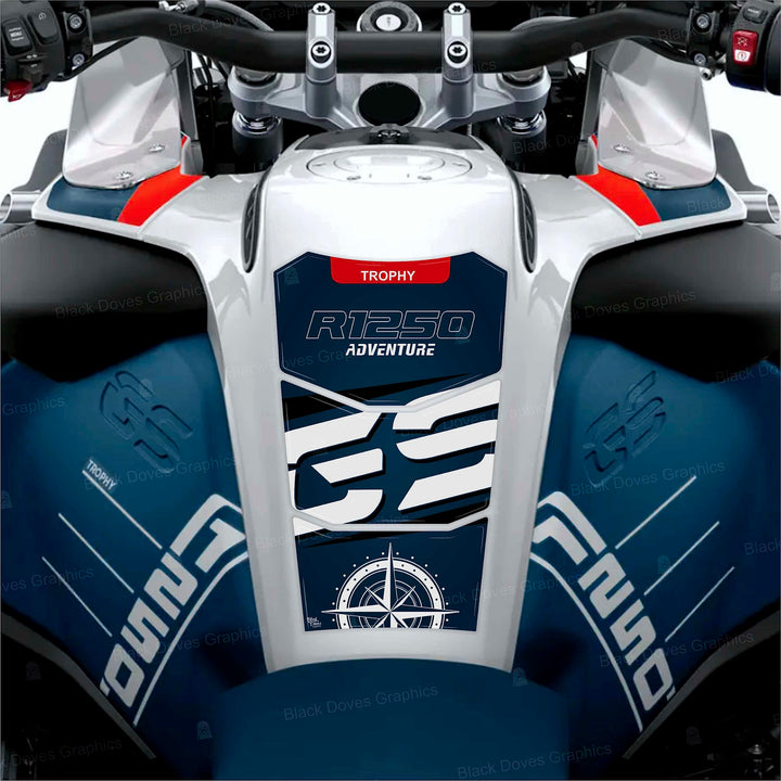 BLACK DOVES GRAPHICS Tankpad 3D kompatibel mit Motorrad R 1250 GS Adventure Trophy ab 2022 bis 2023