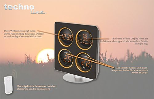 Technoline WS 6830 Wetterstation mit Wetterdendenz, Temperaturanzeigen, 2 Weckalarmen und Schlummerf
