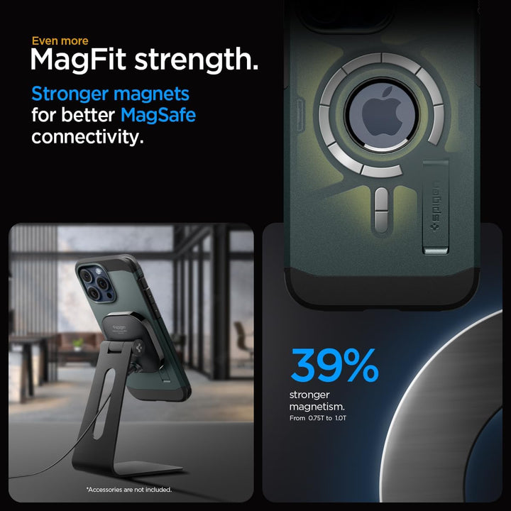 Spigen Hülle für iPhone 15 Pro Max Tough Armor MagFit Kompatibel mit MagSafe -Abyss Green, Abyss Gre