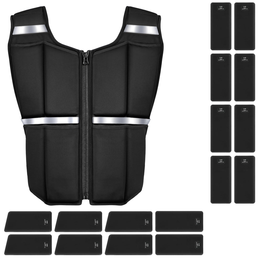 ONETWOFIT Verstellbare Gewichtsweste für Herren 20KG, Weighted Vest zum Wandern mit Reissverschluss/