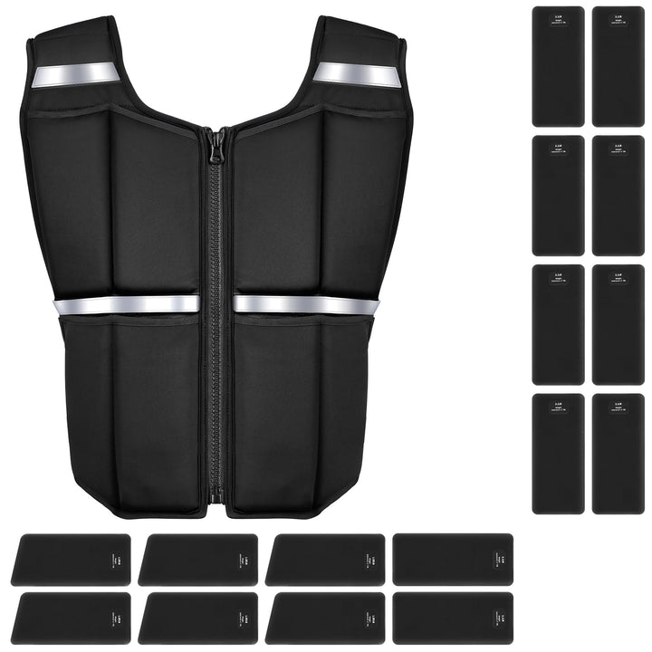 ONETWOFIT Verstellbare Gewichtsweste für Herren 20KG, Weighted Vest zum Wandern mit Reissverschluss/