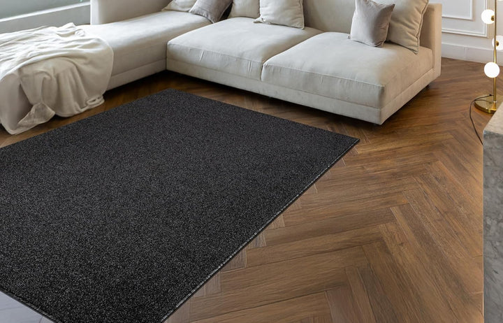 rugsx Eton Plus Teppich - Einfarbig & Schlicht in Anthrazit - Weich & Modern für Wohnzimmer & Schlaf