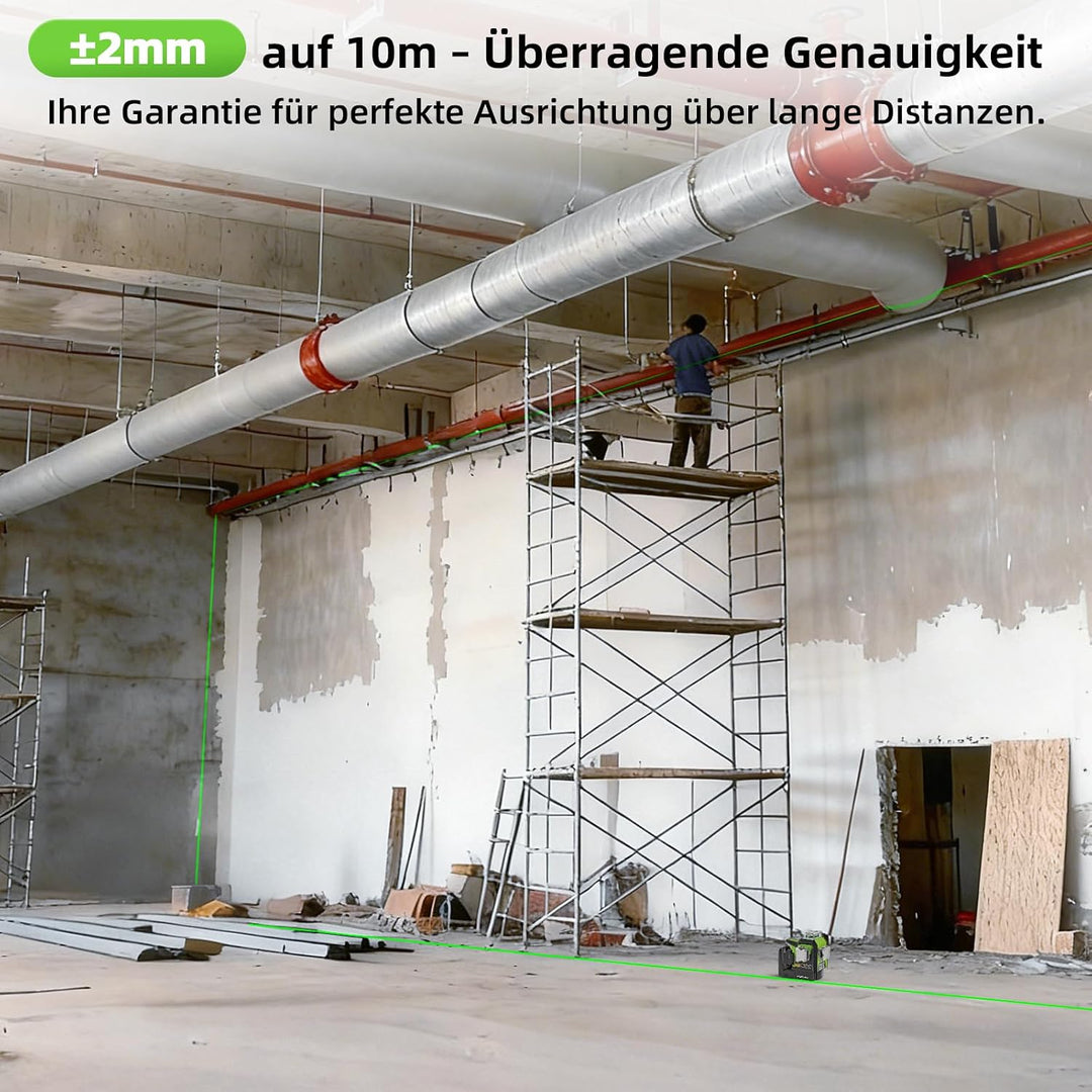 Huepar Verbesserter 360° Laser Wasserwaage mit Elektrische Feineinstellung