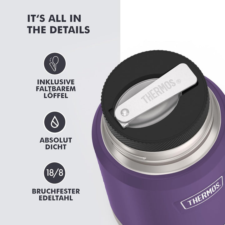 Thermos ICON Thermobehälter für Essen plum mat 0,47l - hält Speisen 14h heiss & 24h kalt, Edelstahl,