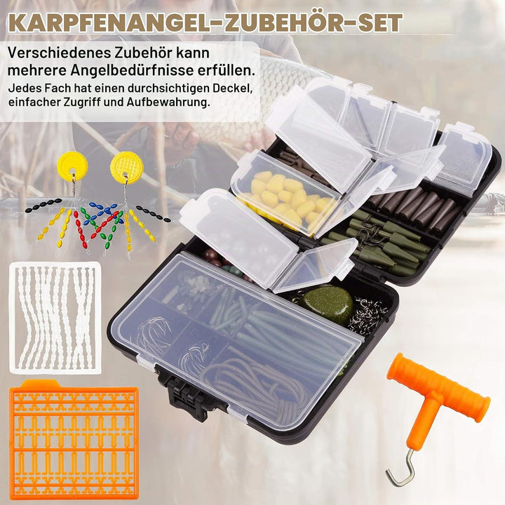 OROOTL Karpfen Zubehör Rigs Set 277Stk Angelzubehör Karpfen Angelkoffer mit Zubehör Karpfenangeln Ha