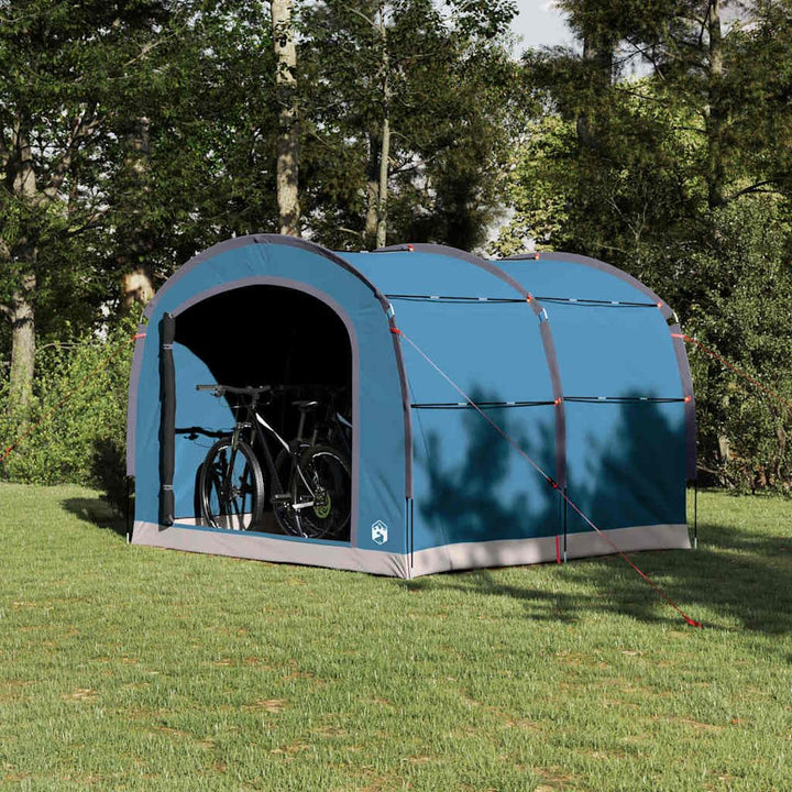 Fahrrad Lagerzelt mit Dach und Stauraum Blau 268 x 240 x 191 cm aus Polyester mit Tragetasche und Lu