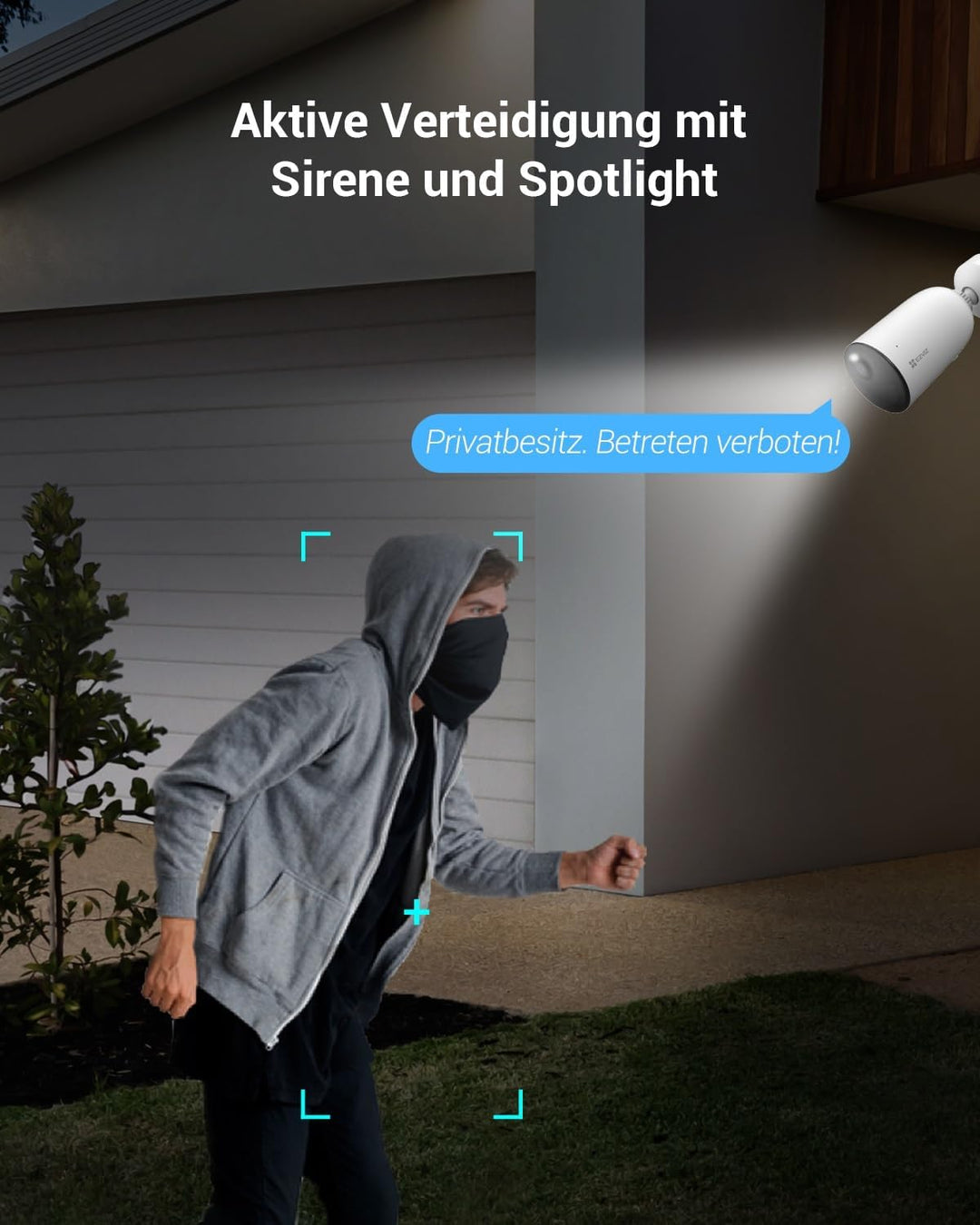 EZVIZ 3MP Akkukamera aussen, Kabellose WLAN 6 Überwachungskamera mit AOV-Modus, KI Personen-/Fahrzeu