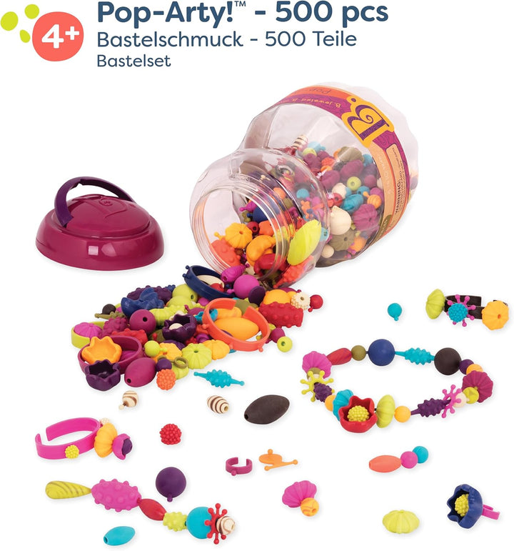 B. toys 500 Teile Bastelset Kinder Pop Arty – Schmuck Basteln, Bunte Perlen zum Zusammenstecken, Kin