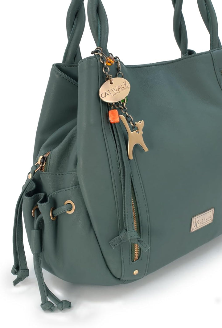Catwalk Collection Handbags - Leder - Umhängetasche/Shopper/Tote - CAZ Grün, Grün