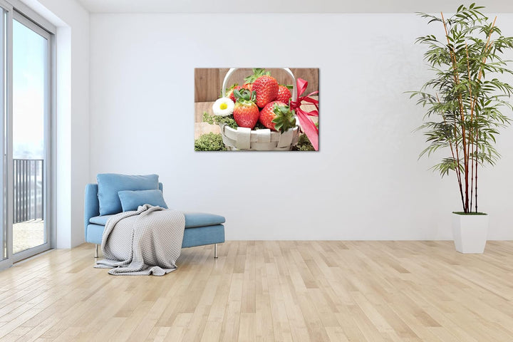 deyoli reife Erdbeeren Format: 80x60 als Leinwand, Motiv fertig gerahmt auf Echtholzrahmen, Hochwert