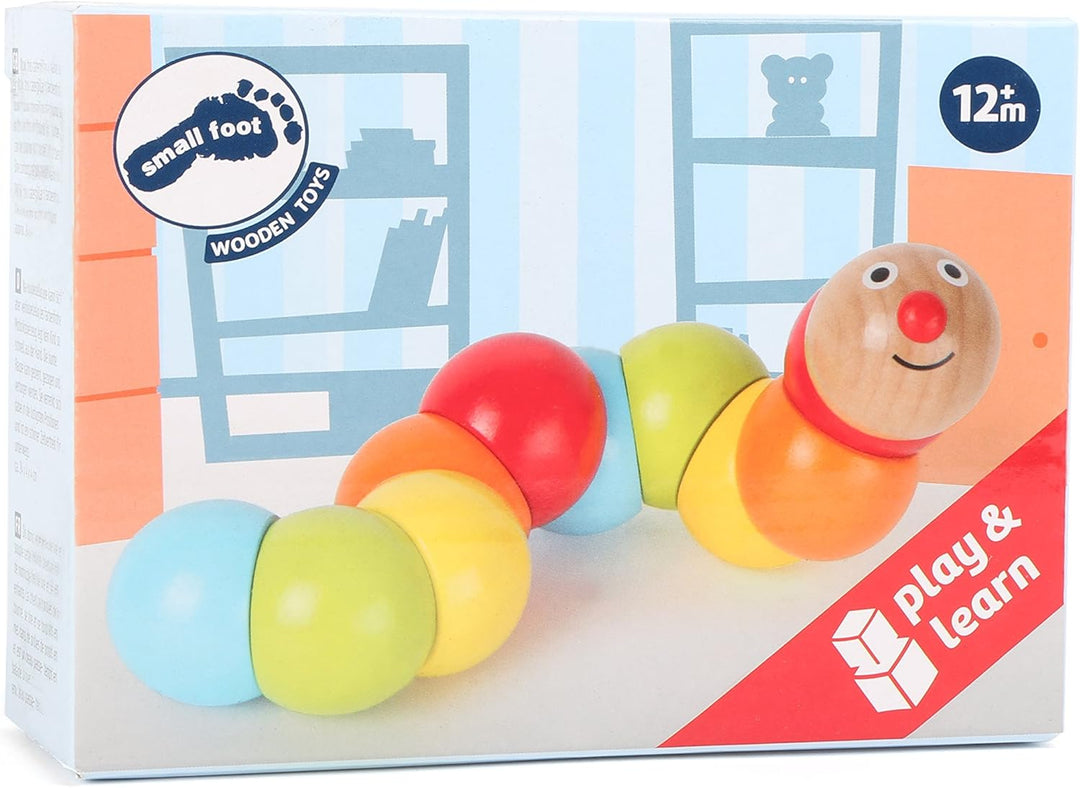 Small Foot 10644 Motorikspielzeug Raupen-Form, Bunte, Drehbare Glieder zum Verdrehen, Schult Die Fei