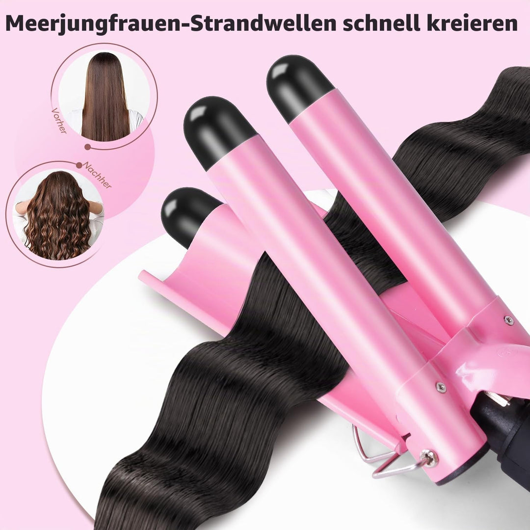 Lockenstab 3 Fässer LAYADO Welleneisen 25mm Grosse Welle Welleneisen für Haare Beach Waves Schnelle