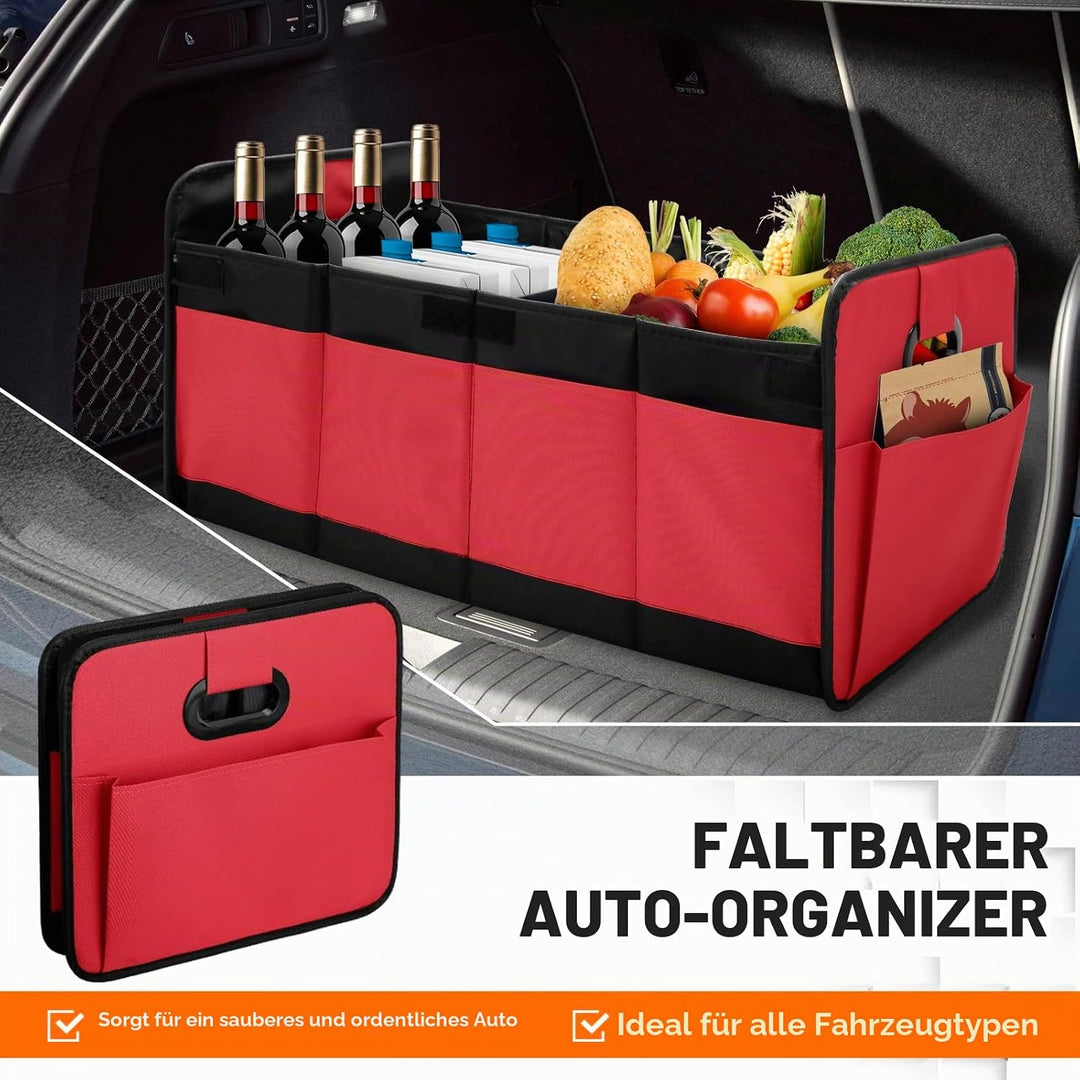 Kofferraum Organizer Auto, Faltbare Kofferraumtasche mit Fächern & Tragegriff,Geräumige Aufbewahrung