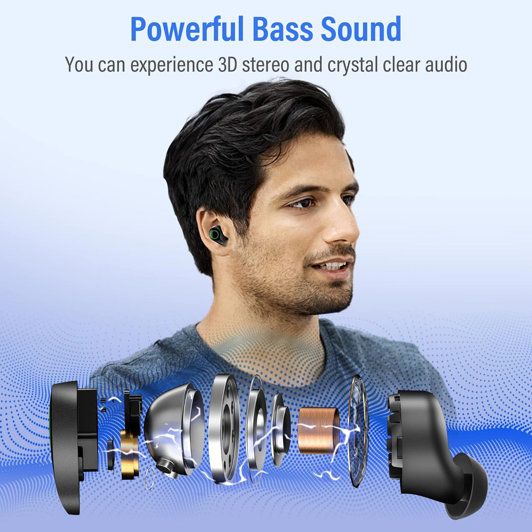 Kopfhörer Kabellos, Bluetooth 5.0 in-Ear Kopfhörer mit Mikrofon 156H Spielzeit mit USB-C LCD Ladekof