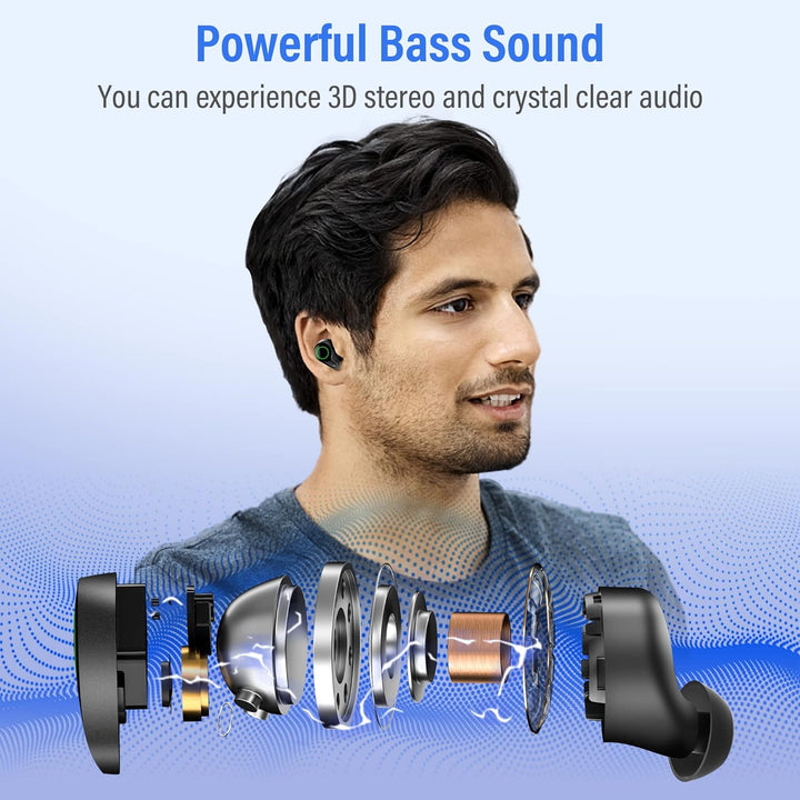 Kopfhörer Kabellos, Bluetooth 5.0 in-Ear Kopfhörer mit Mikrofon 156H Spielzeit mit USB-C LCD Ladekof