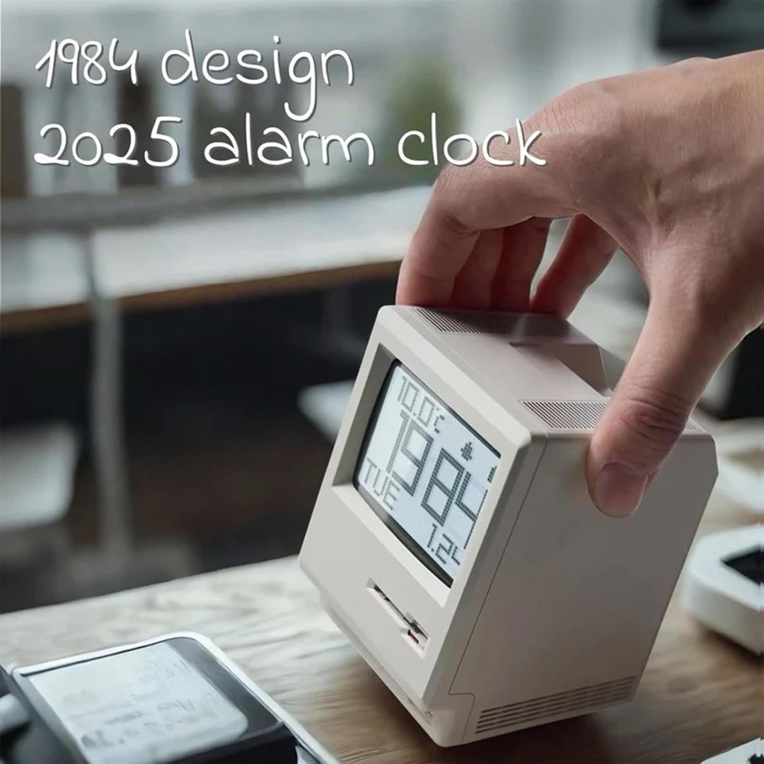 Maclock WB-8 Retro-Pixel-Wecker, elektronische Digitaluhr im Stil eines Computers aus den 80er Jahre