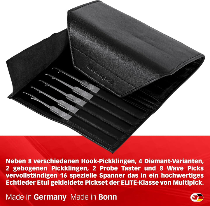 MULTIPICK ELITE 40 Profi Dietrich Set - [40 Tools | 0.4 + 0.6 mm] Made in Germany - Lockpick Tool, S